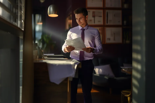 Young man is delighted with the certified translation of his tax documents