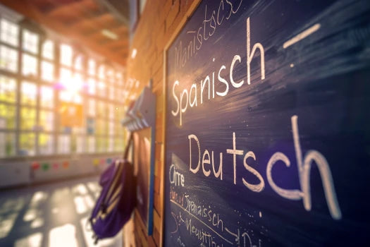 Tafel auf der die Sprachkombination Spanisch-Deutsch steht - beglaubigte Übersetzungen