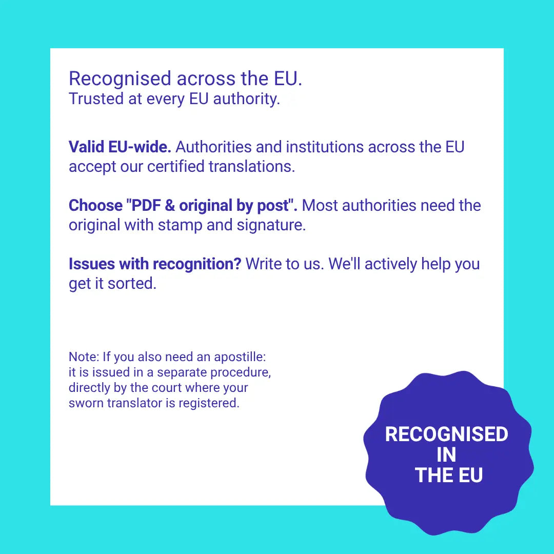 Certified translation – Recognition in the EU